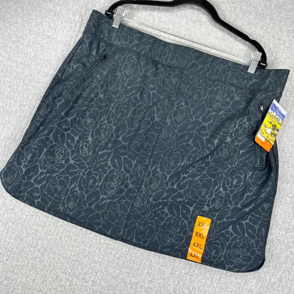 New Orvis Skort Sport‎ Skirt Women XXL Black Rose Mesh Inner Zipper Pockets